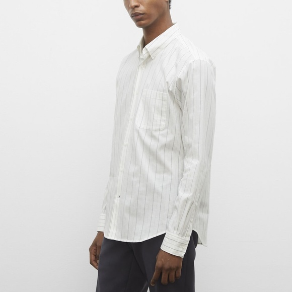 Long Sleeve Slim Dobby Pinstriped Shirt - New With Tags - NEVER WORN - White